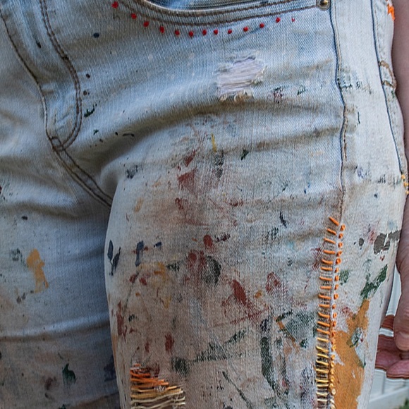 Hand Embroidered Jeans - Picture 6 of 8